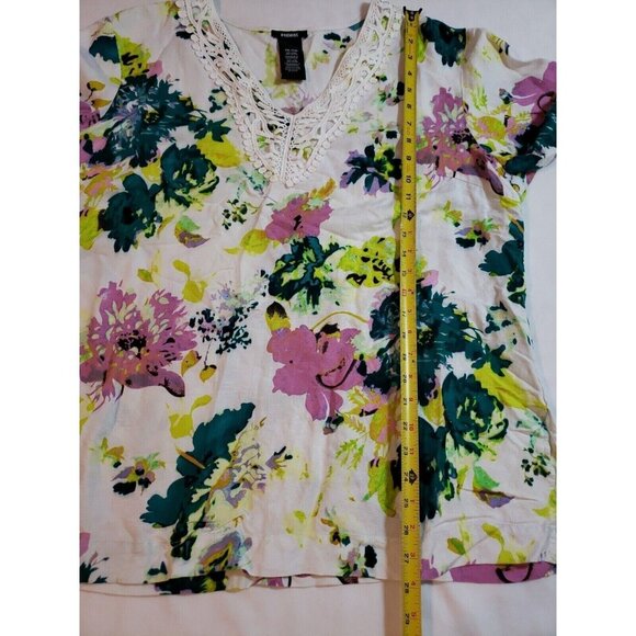 Premise Womens Belize City Floral Lace-Trim Tunic Top Linen/Rayon Blend Size XXL - Picture 12 of 16